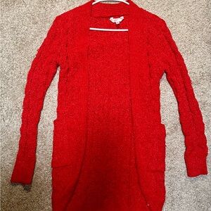 No Boundaries Vibrant Red Open-Front Cardigan